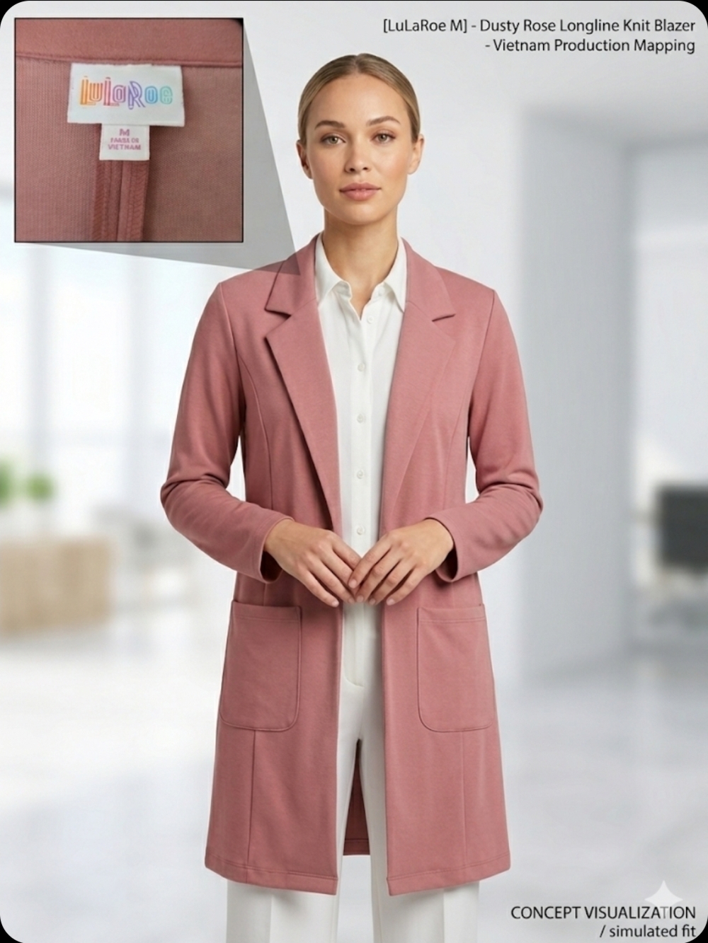 LuLaRoe Dusty Rose Longline Knit Blazer - M